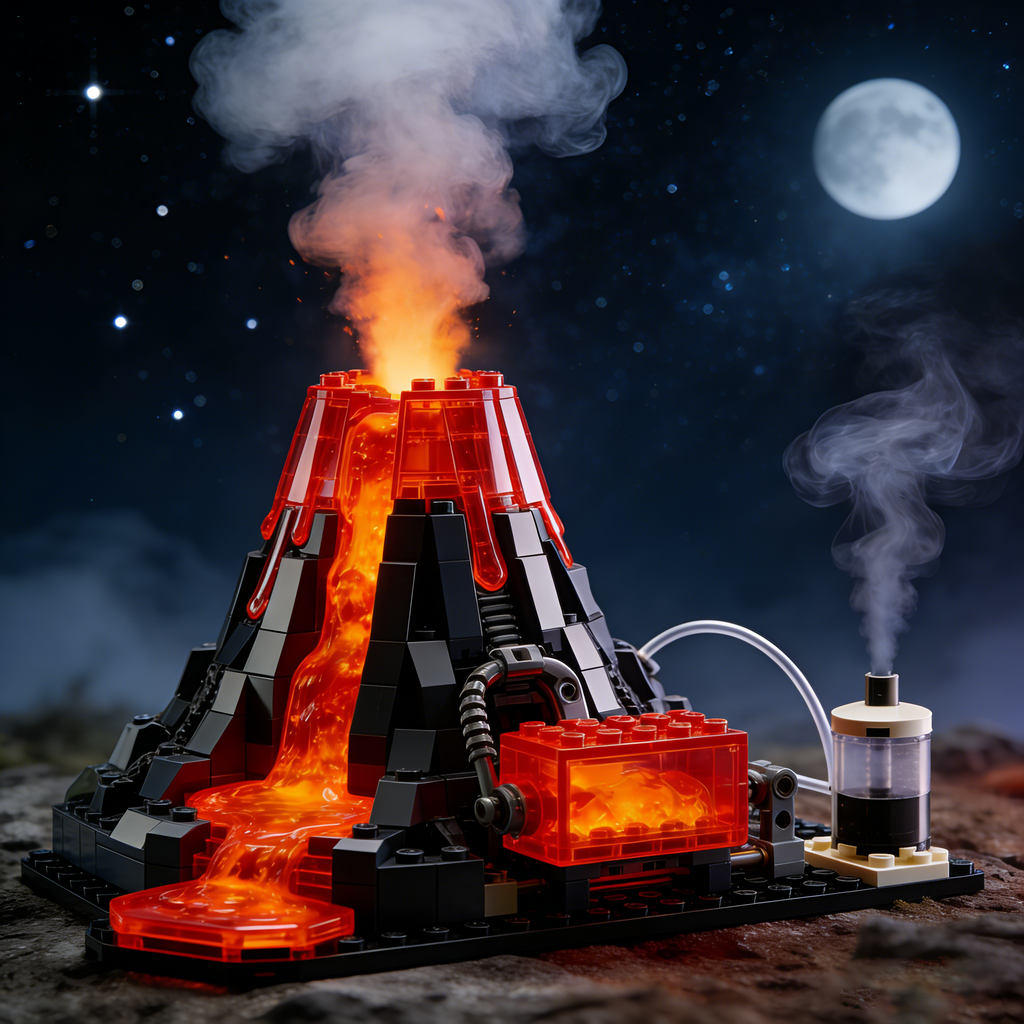 LED Volcano Science Lab Building Set