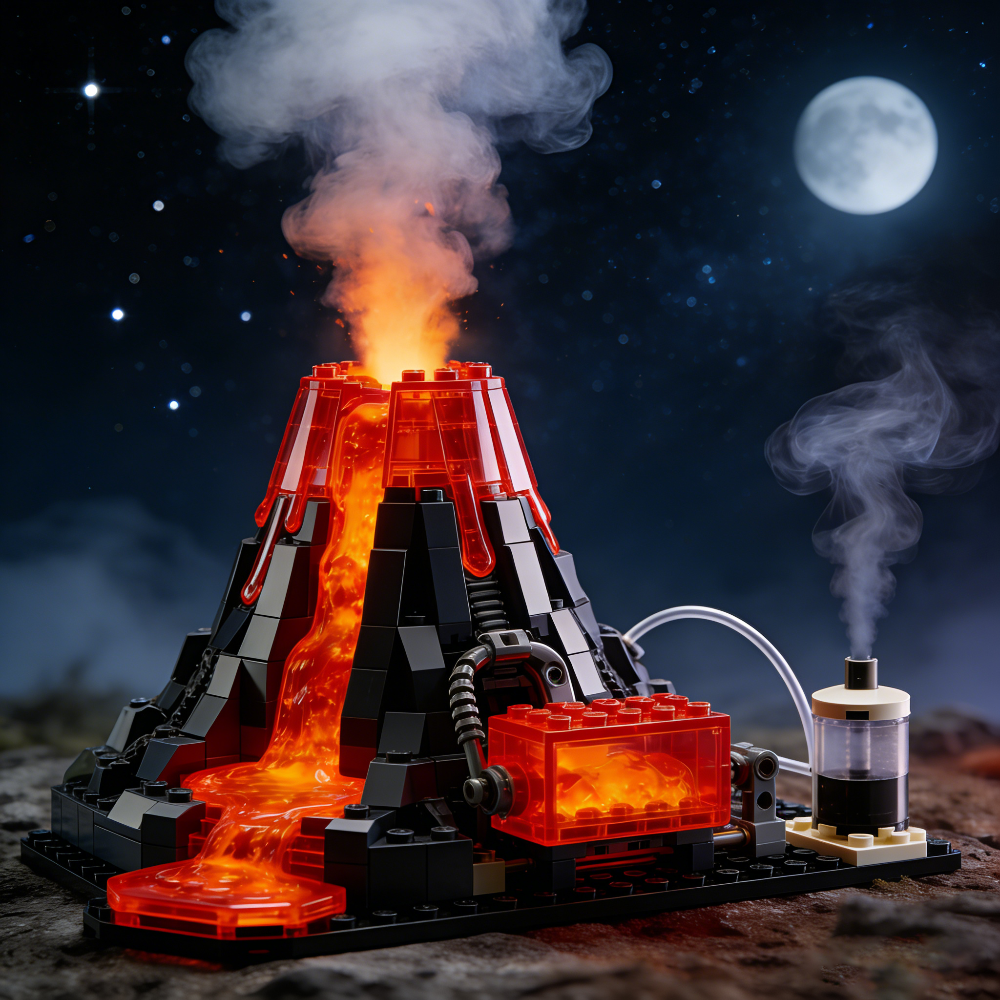 LED Volcano Science Lab Building Set