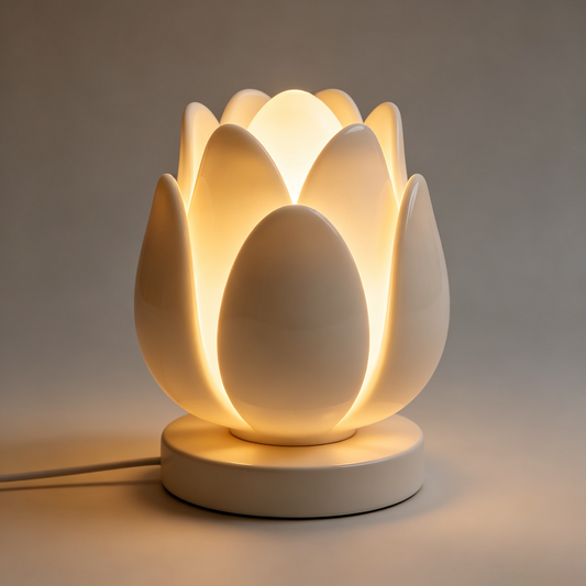 Cream Ceramic Lotus Bud Table Lamp