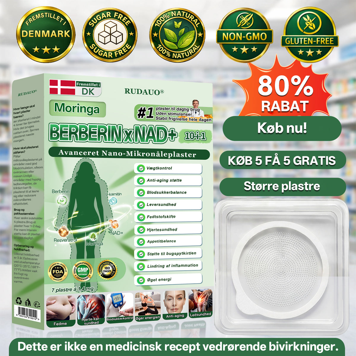Lægeudviklet🇩🇰 | RUDAUO® Opgraderet Stor Dække 10-i-1 Nano Mikronåleplaster (Se mærkbare resultater allerede efter 7 dage